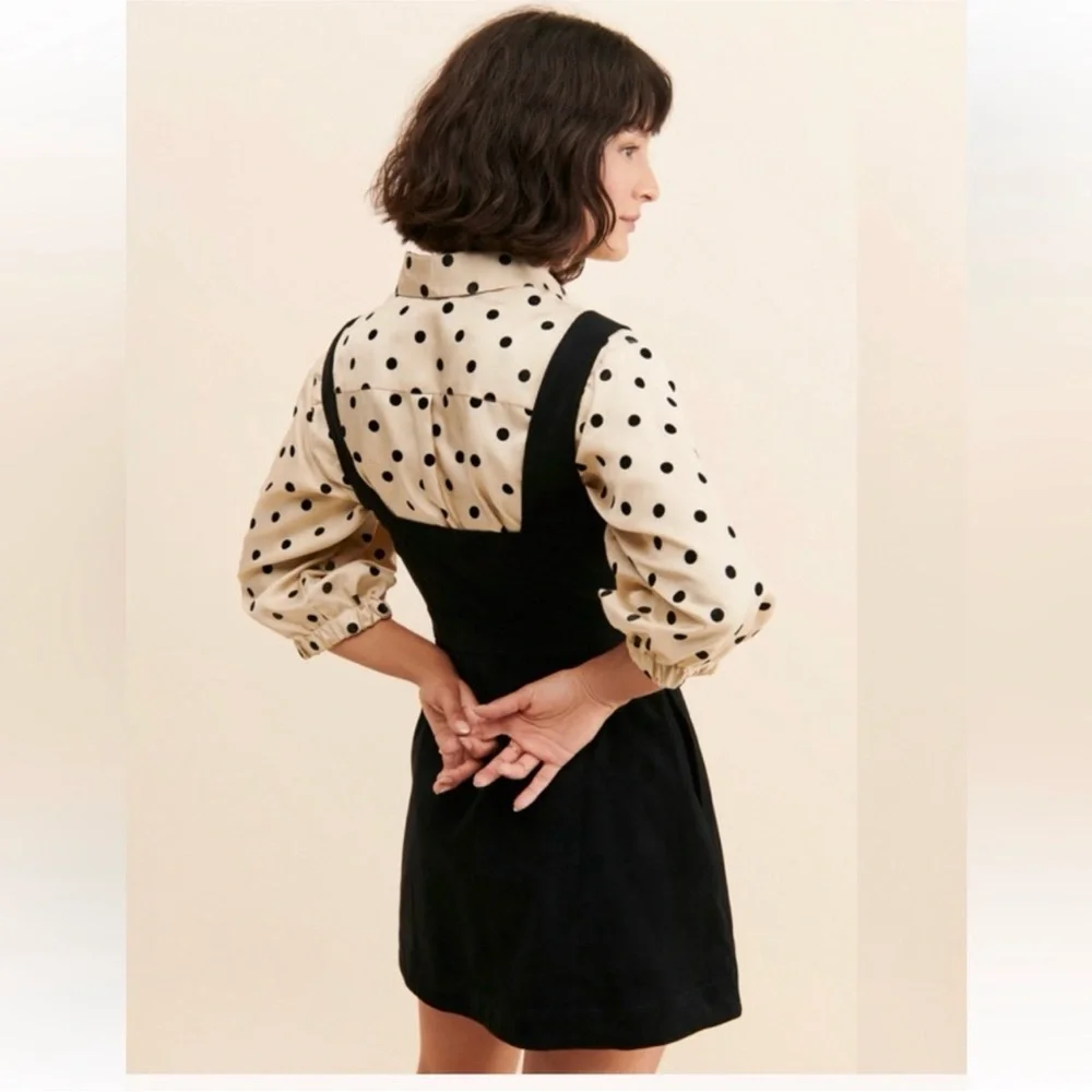 Anthropologie Black Mini Pinafore Dress